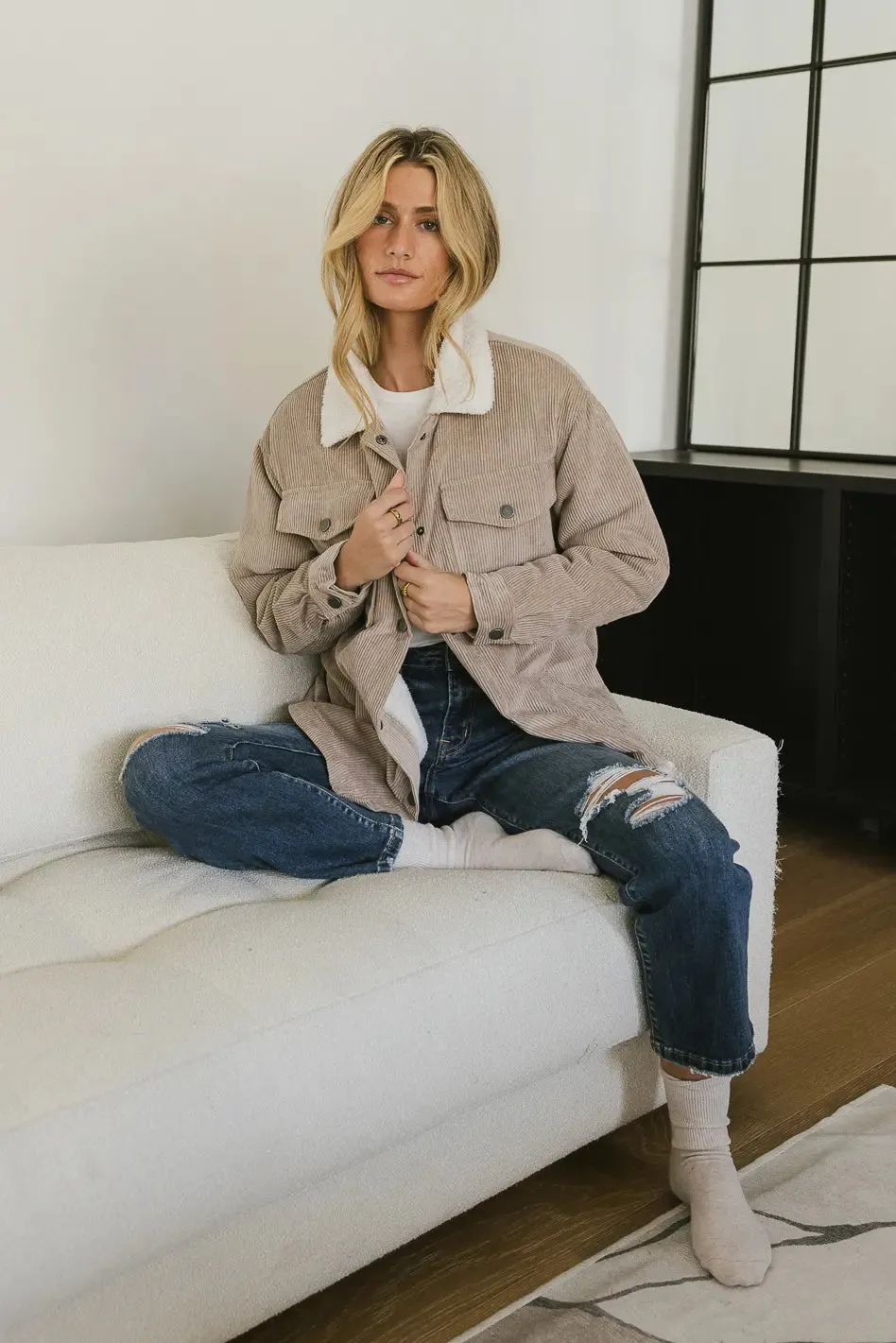 Emilia Corduroy Jacket in Tan - FINAL SALE