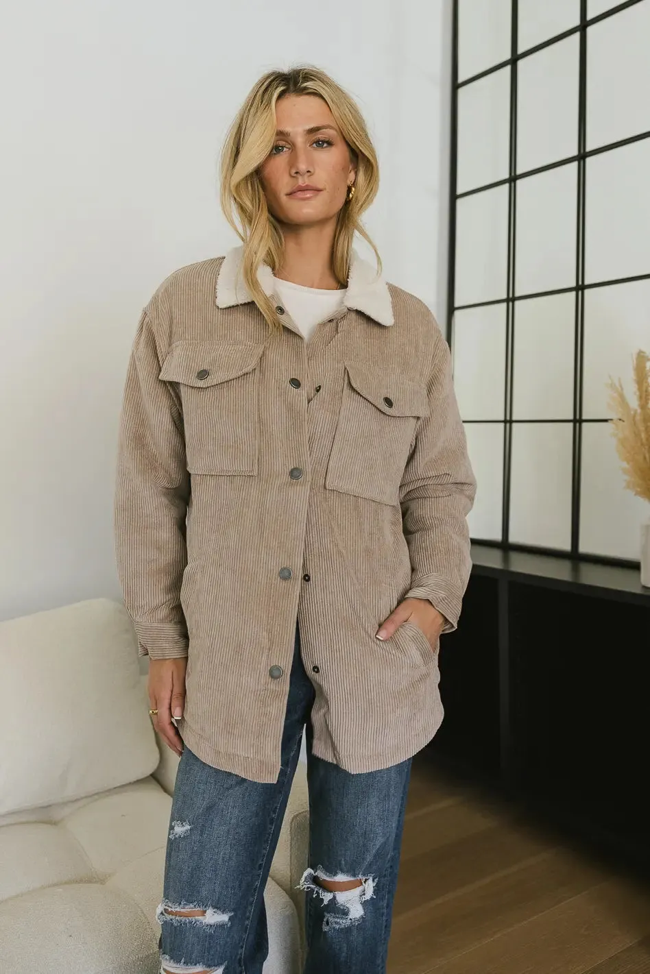 Emilia Corduroy Jacket in Tan - FINAL SALE