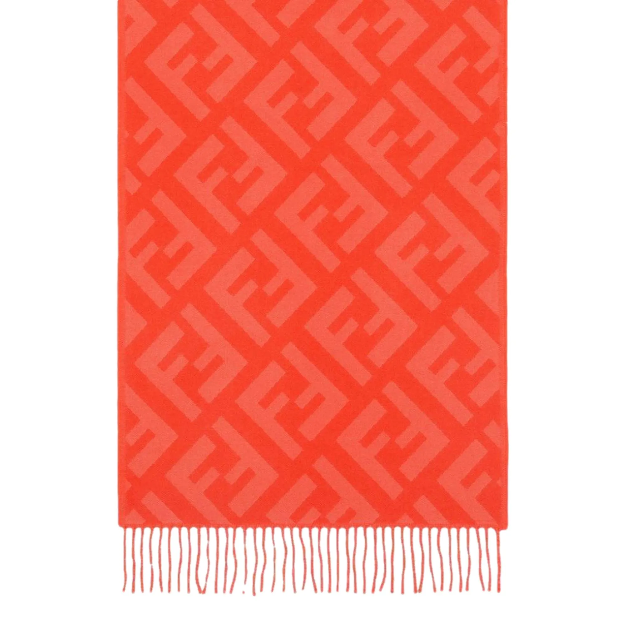 Fendi FF Print Tulip Woven Cashmere Fringe Scarf