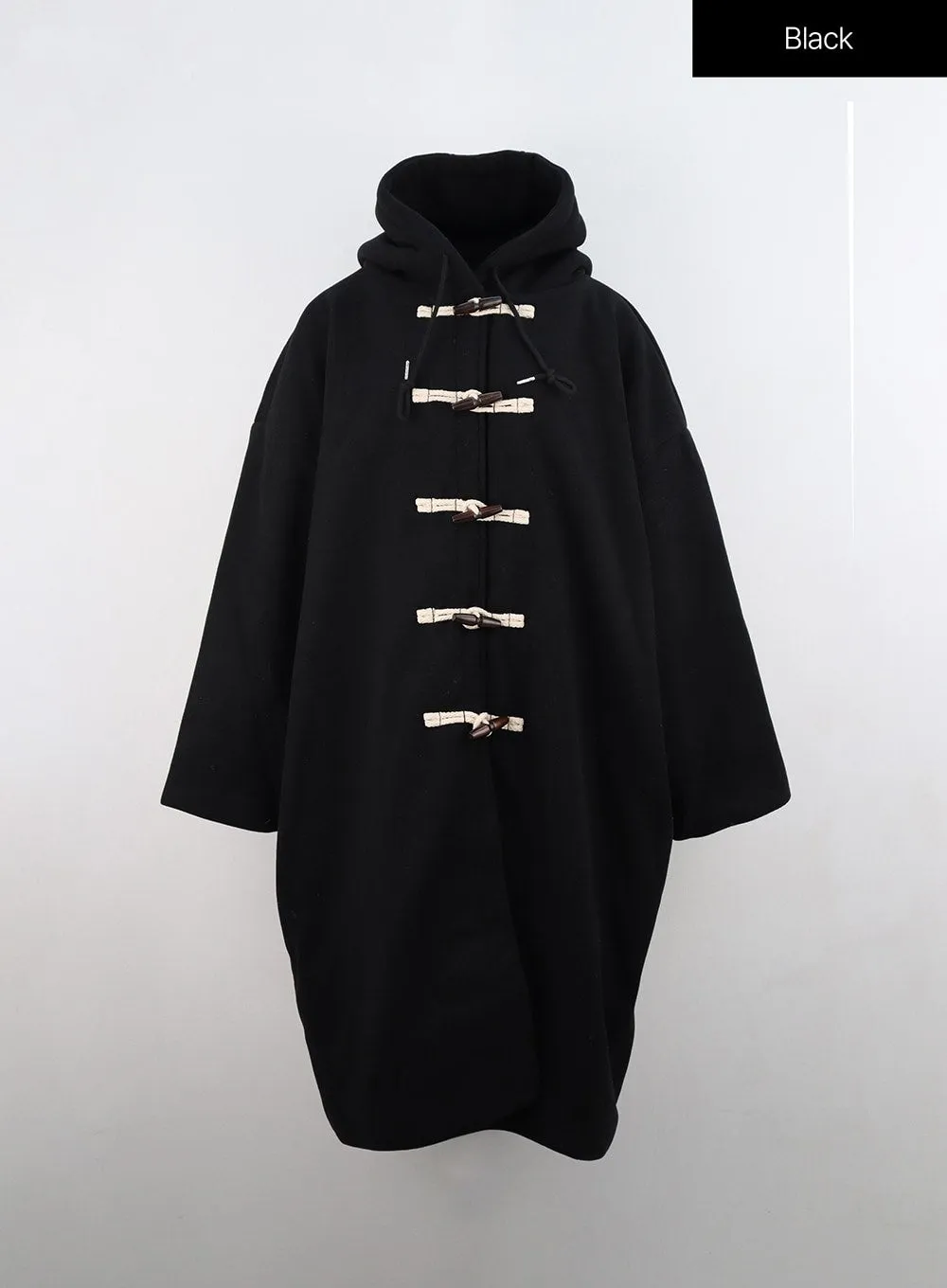 Fleece Buttoned Hoodie Maxi Coat ON314