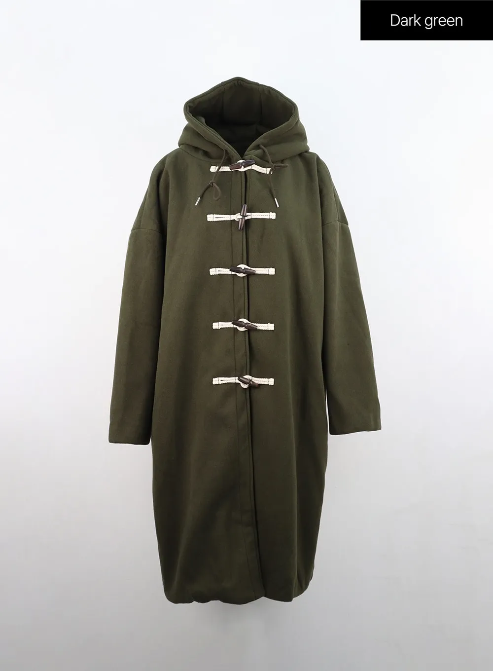 Fleece Buttoned Hoodie Maxi Coat ON314