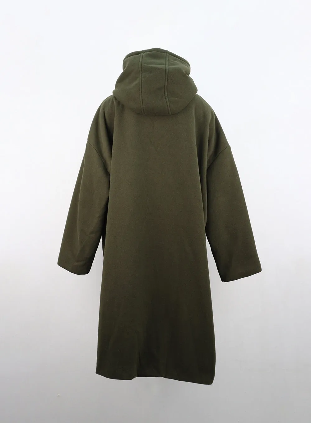 Fleece Buttoned Hoodie Maxi Coat ON314