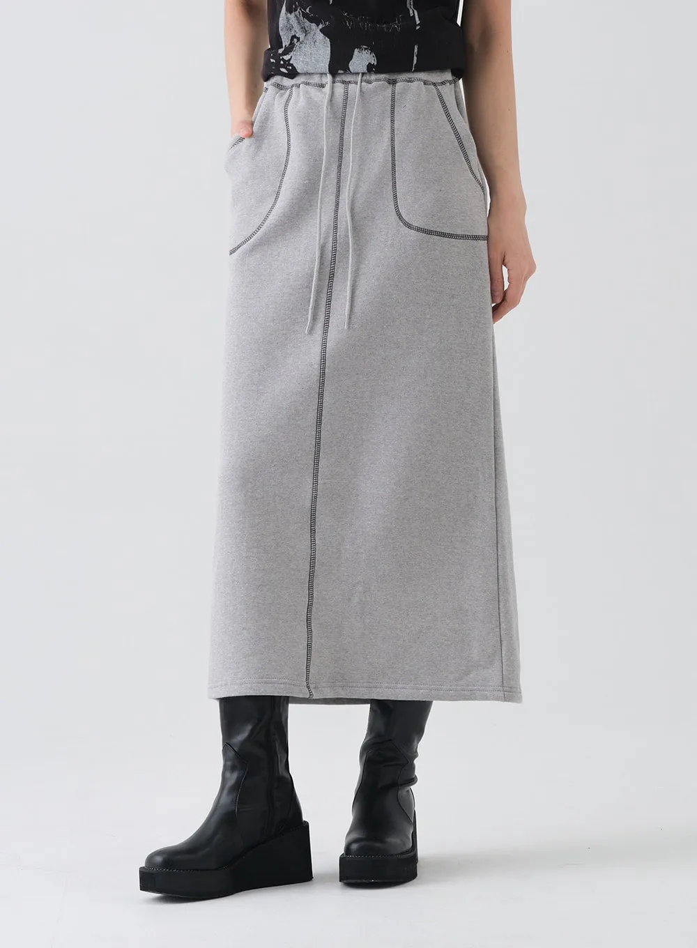 Fleece Lined Maxi Skirt with Stich