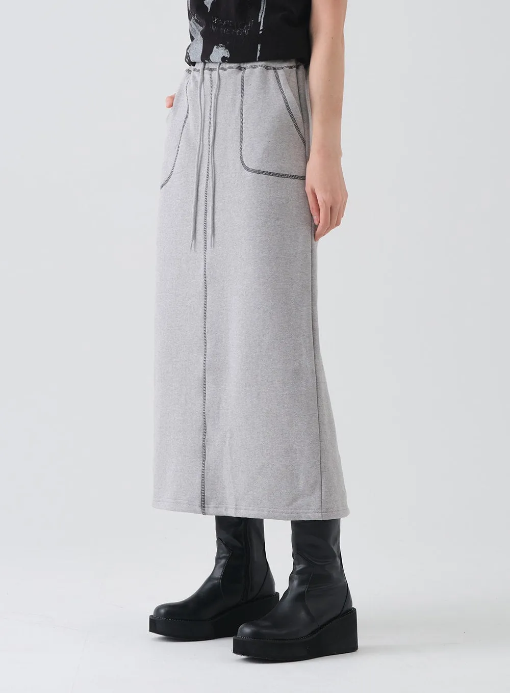 Fleece Lined Maxi Skirt with Stich