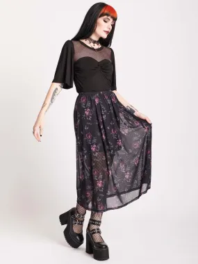 Floral Mesh Midi Skirt