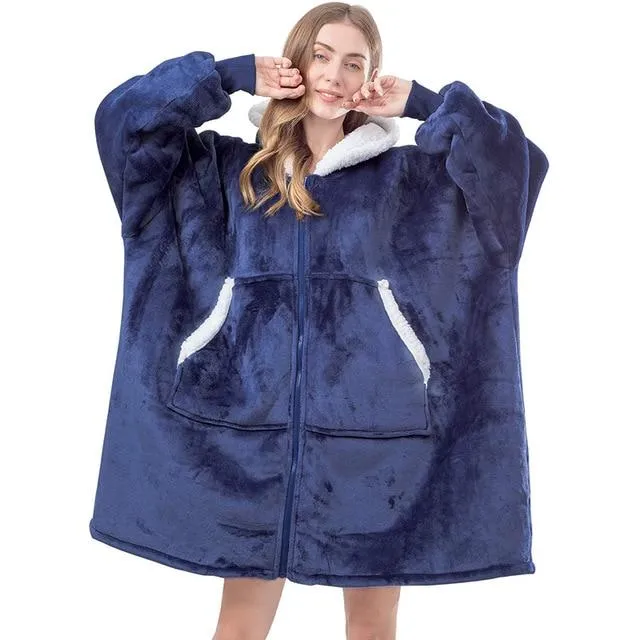 'Fluffie' Giant Hoodie with Sherpa Lining and Zip