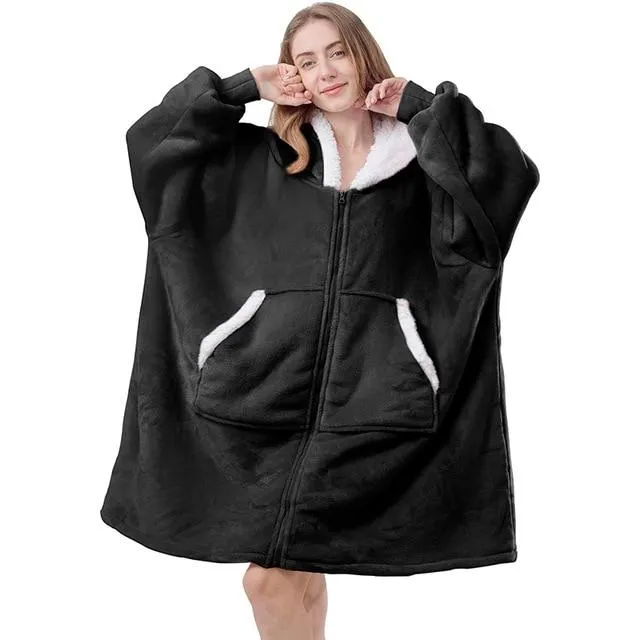 'Fluffie' Giant Hoodie with Sherpa Lining and Zip