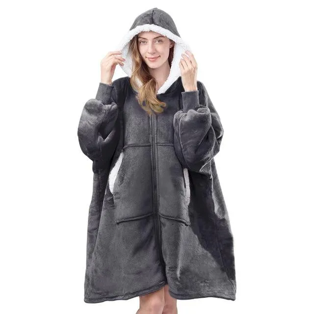 'Fluffie' Giant Hoodie with Sherpa Lining and Zip