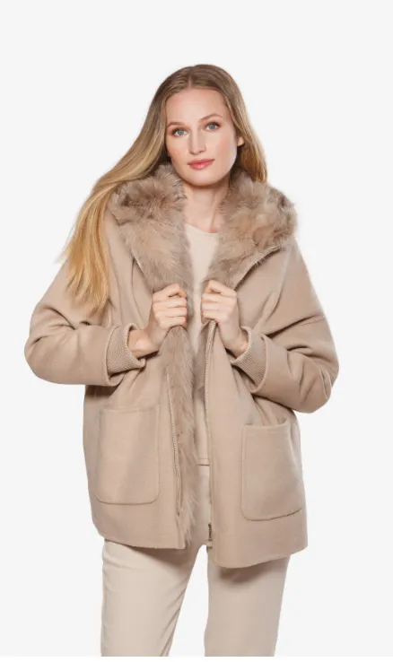 Fox Fur Wool Coat