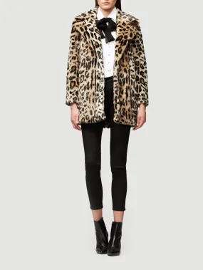 FRAME- Cheetah Faux Fur Coat Multi Tan