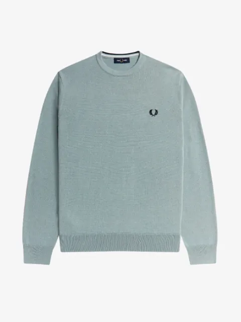 Fred Perry Classic Crew Neck Jumper/Silver Blue - New AW24