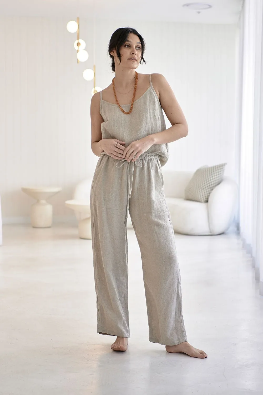 Fundamental Wide Leg Linen Pant - Natural