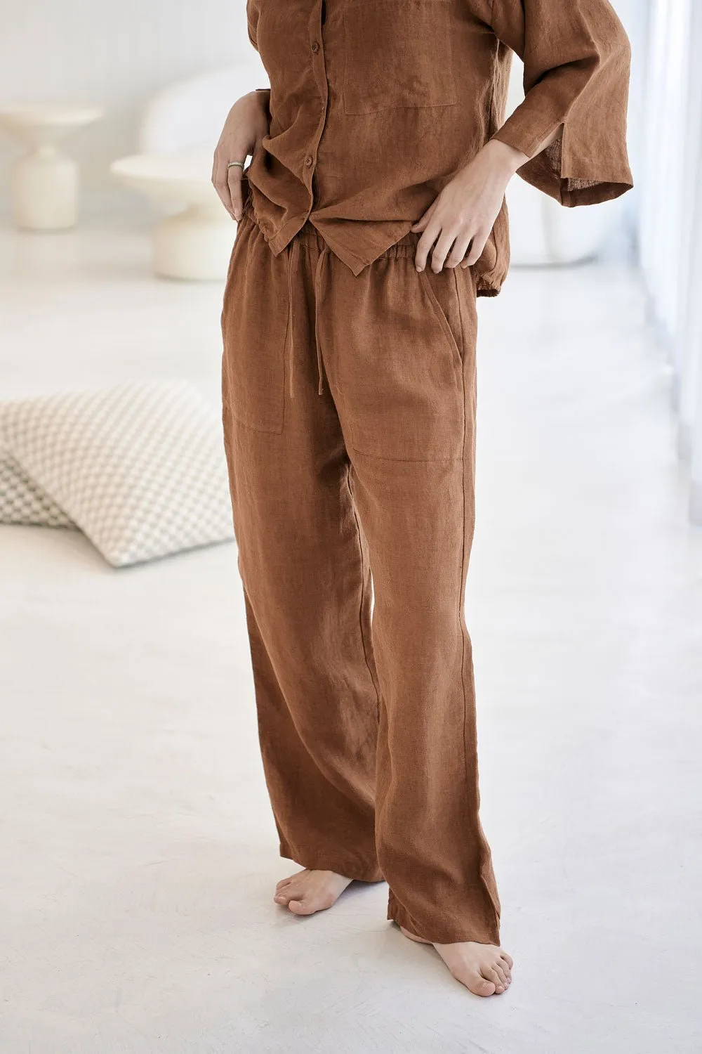 Fundamental Wide Leg Linen Pant - Nutmeg