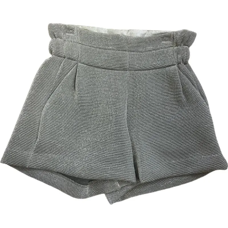 Girls Silver Metallic Shorts