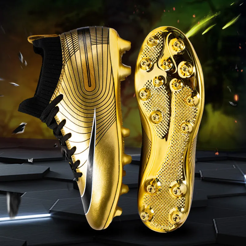 Gold High-Top Adult and Kids' Soccer Cleats