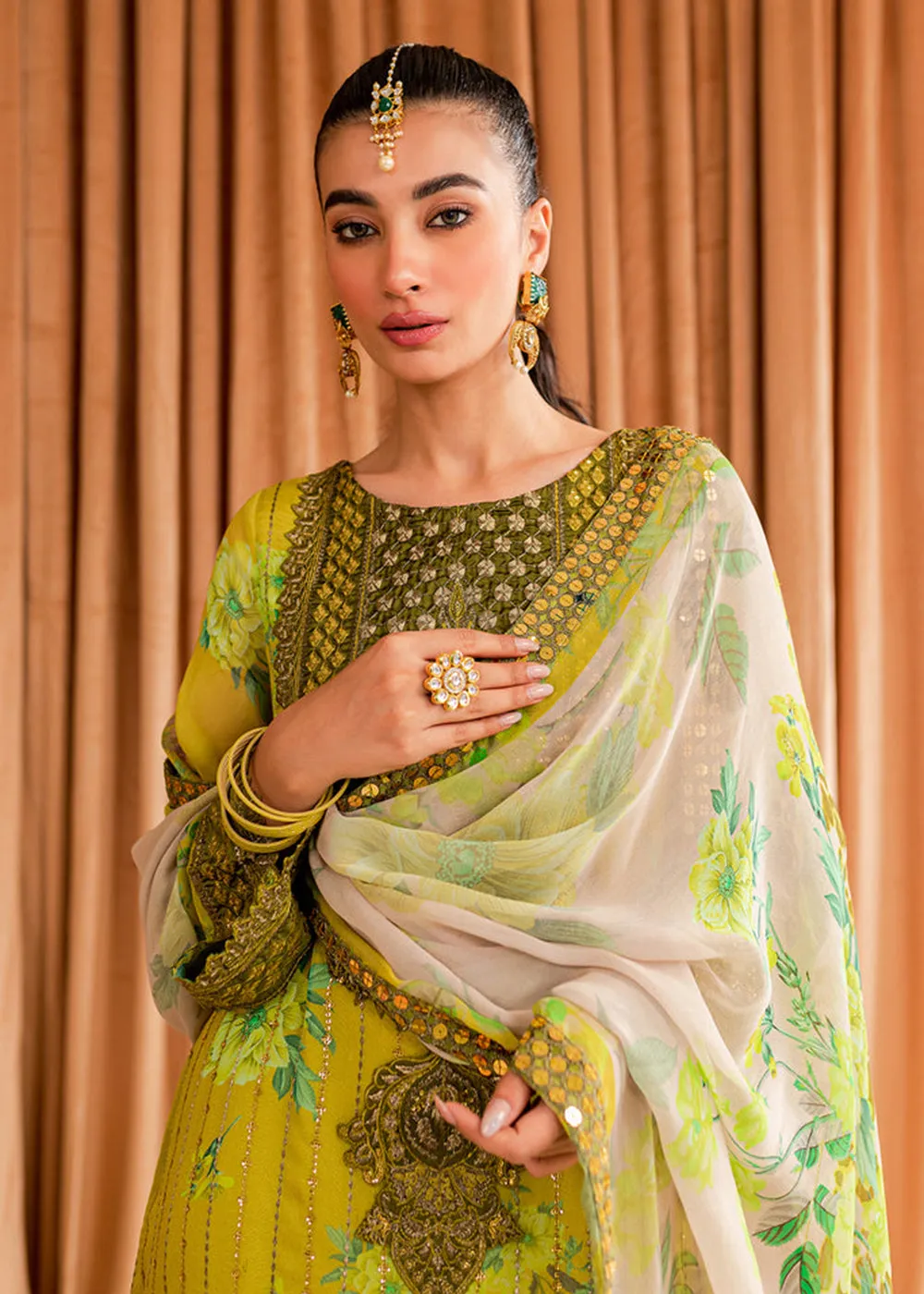 Green Chiffon Suit - Vasal Formals ’23 By Charizma | VSL-07