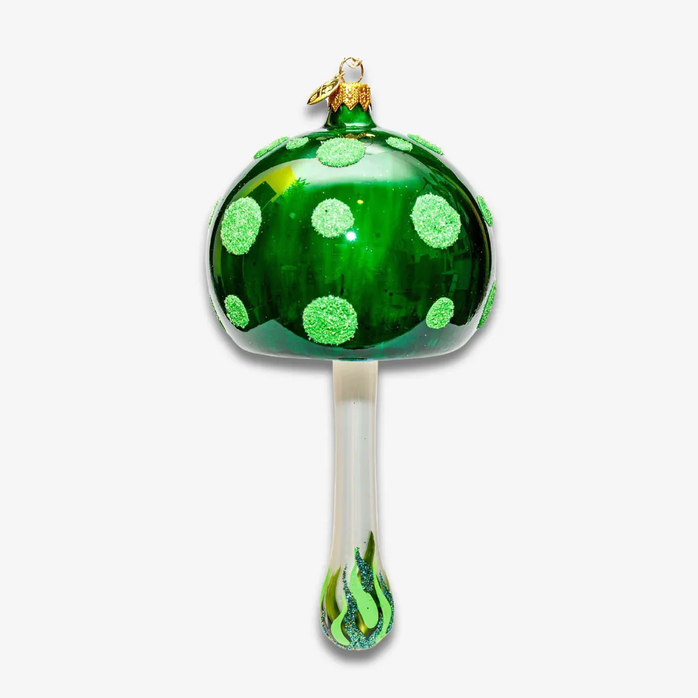 Green Rounded Top Mushroom Ornament