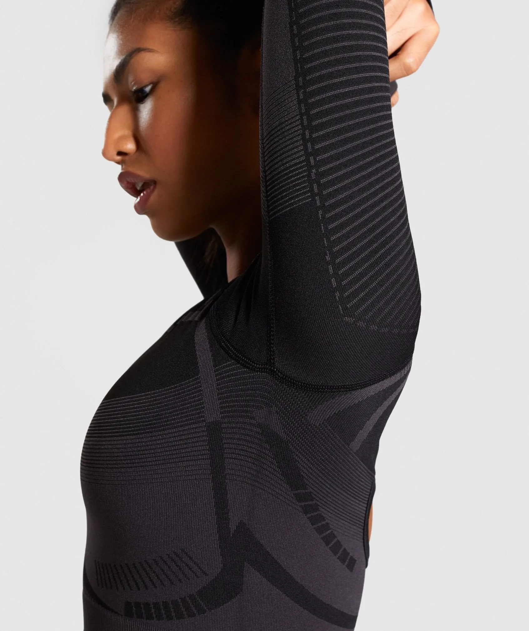 Gymshark Geo Seamless Long Sleeve Crop Top - Black