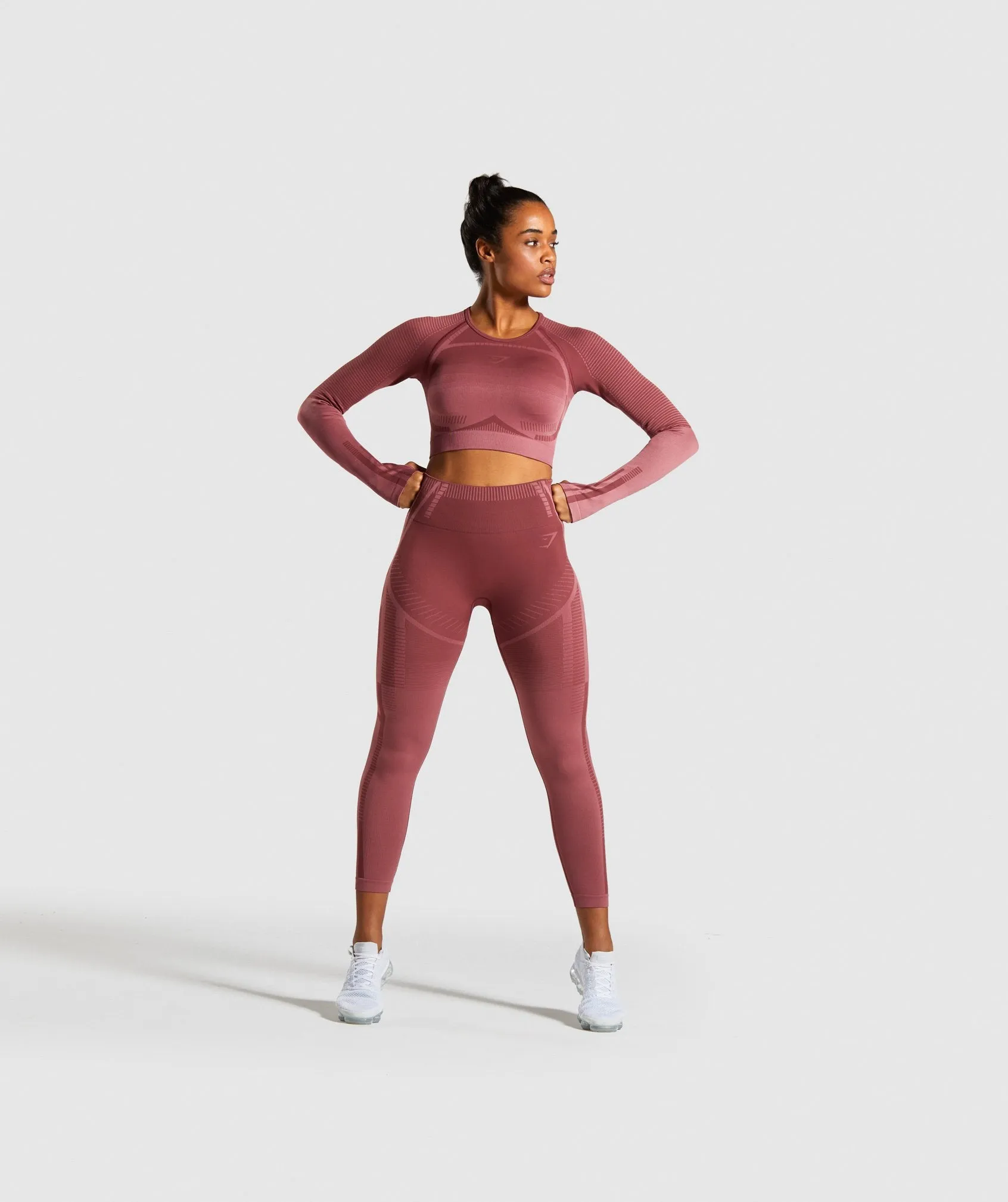 Gymshark Geo Seamless Long Sleeve Crop Top - Rose