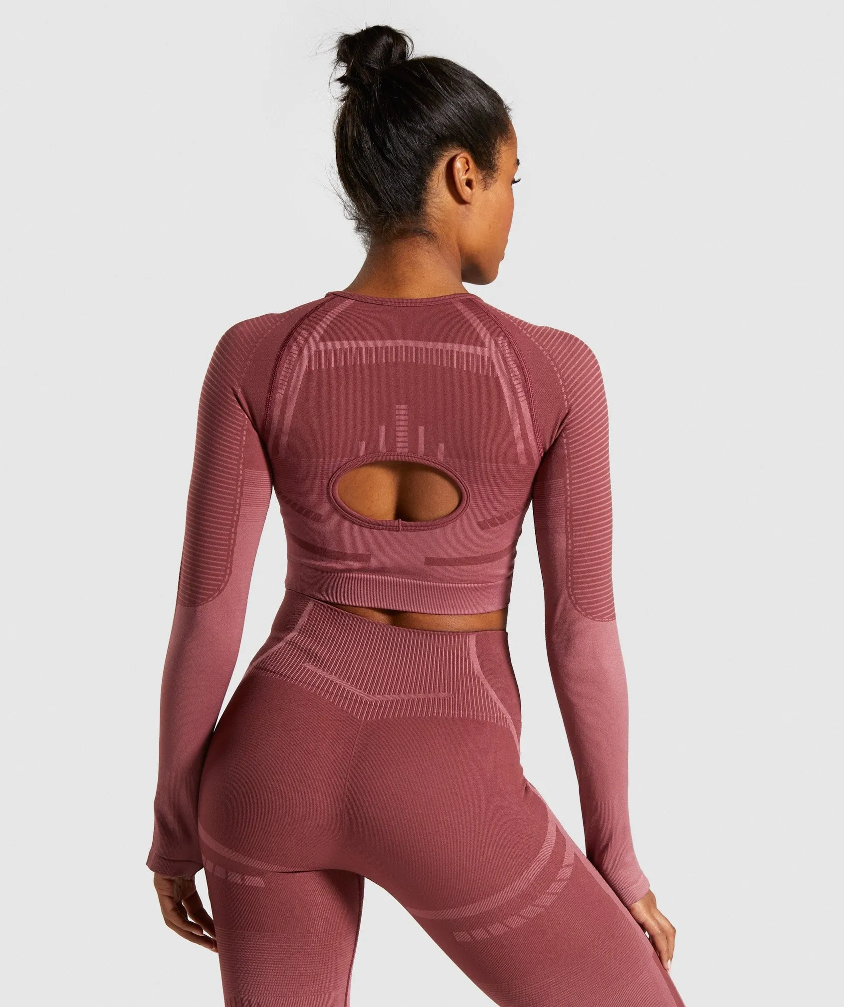 Gymshark Geo Seamless Long Sleeve Crop Top - Rose