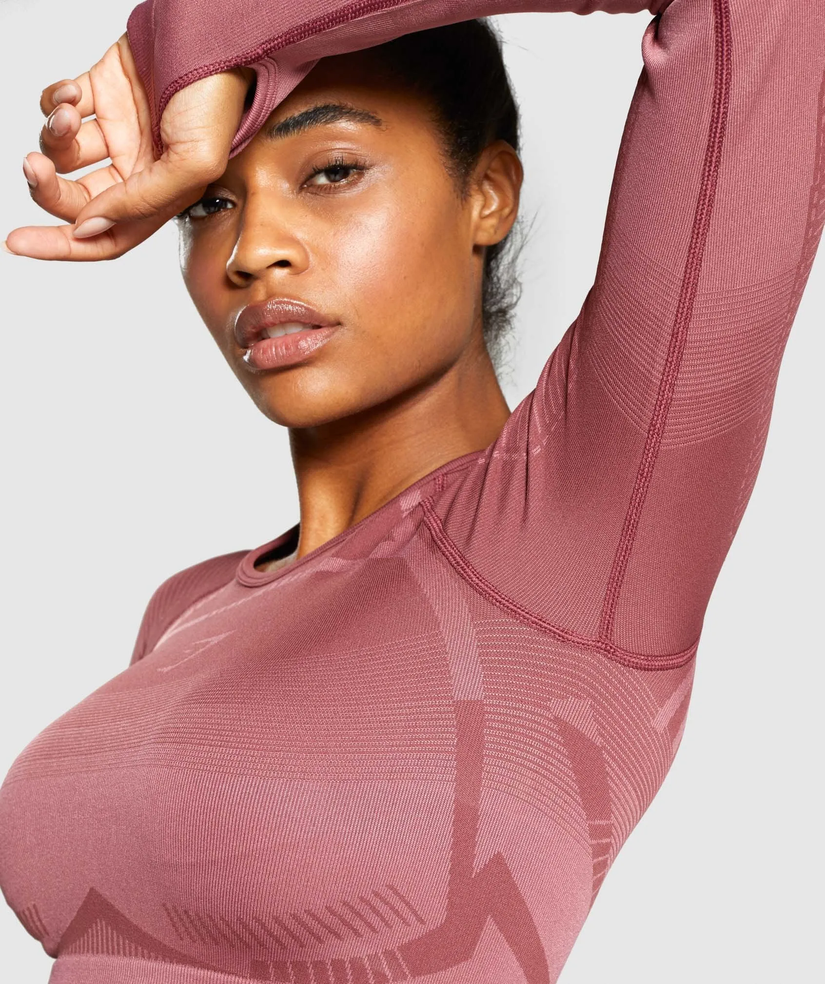 Gymshark Geo Seamless Long Sleeve Crop Top - Rose