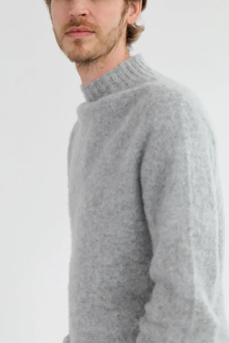 Half Dozen Shaggy Double-Brushed High Neck Crew (Silver Grey)