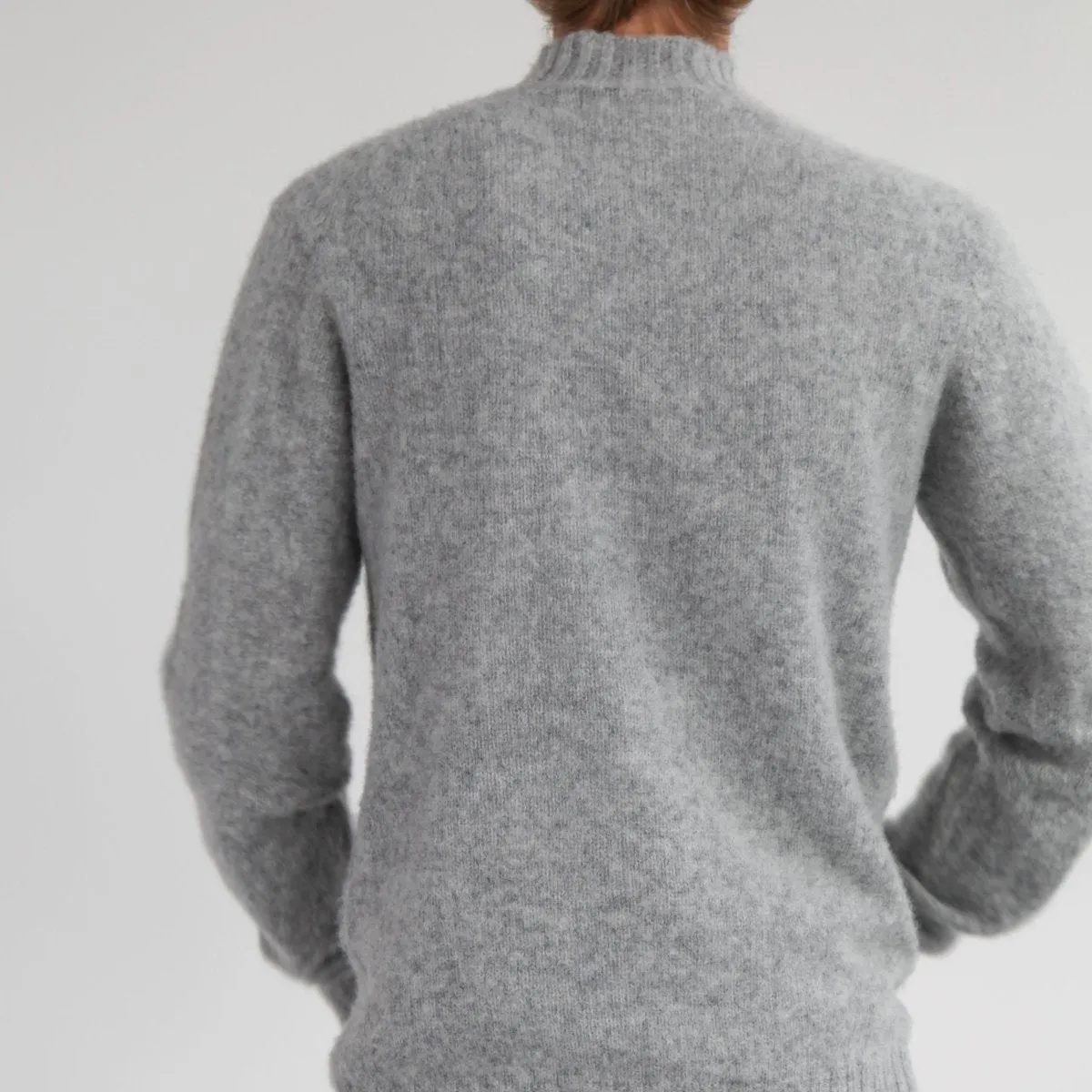 Half Dozen Shaggy Double-Brushed High Neck Crew (Silver Grey)