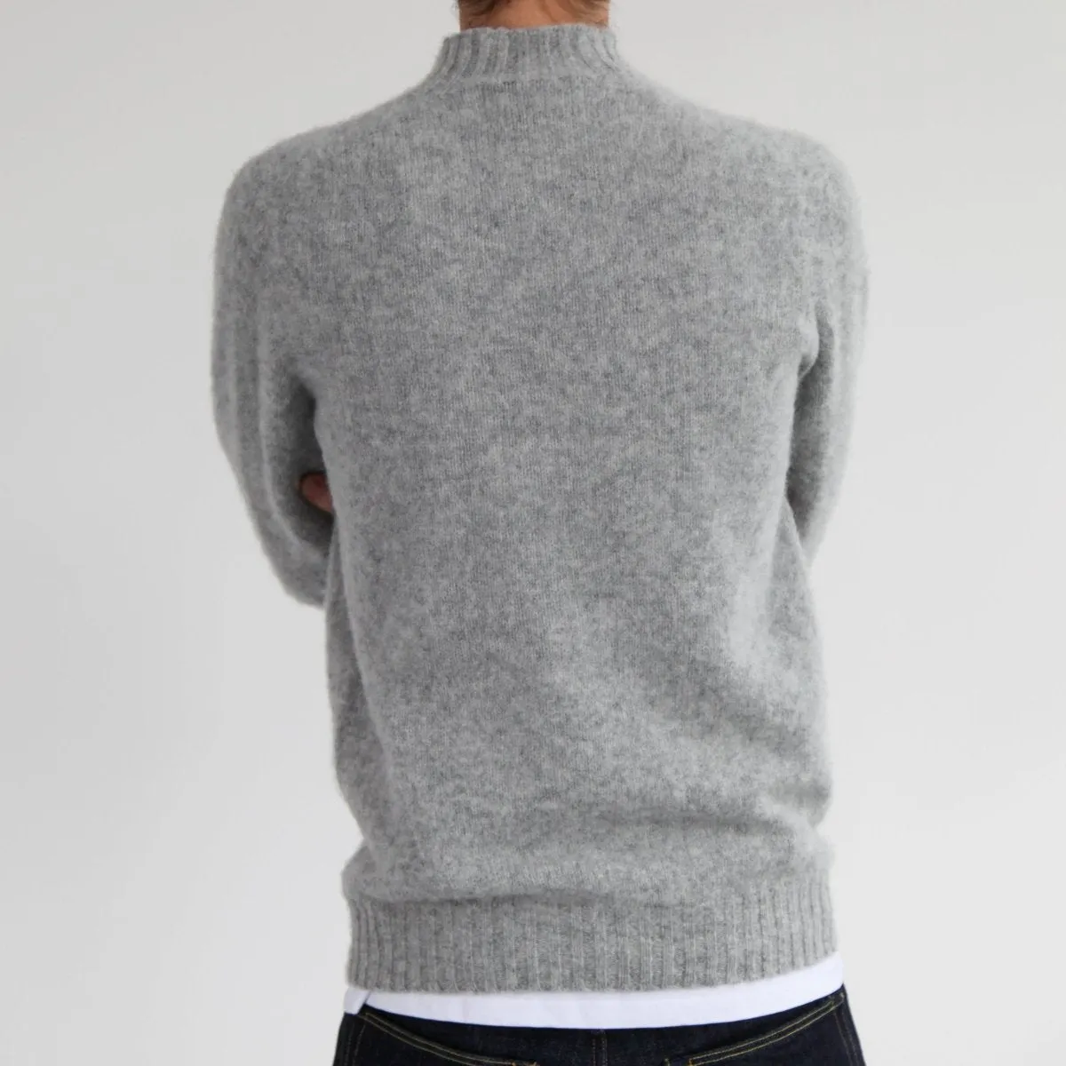 Half Dozen Shaggy Double-Brushed High Neck Crew (Silver Grey)