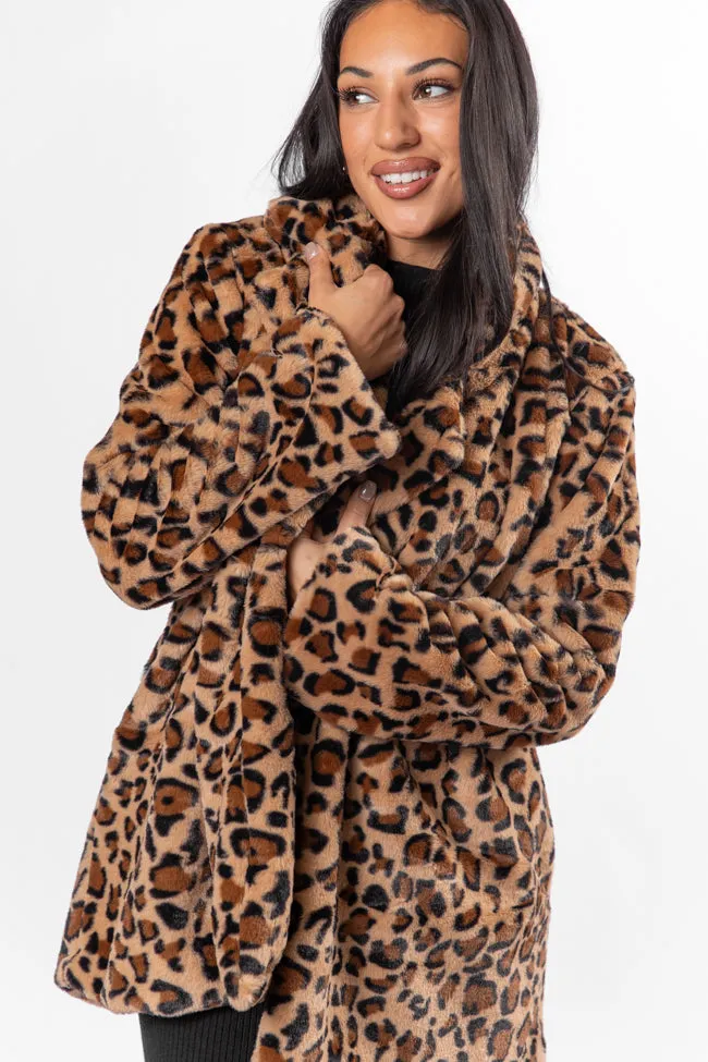 I Won't Give Up Brown Leopard Fur Coat SALE