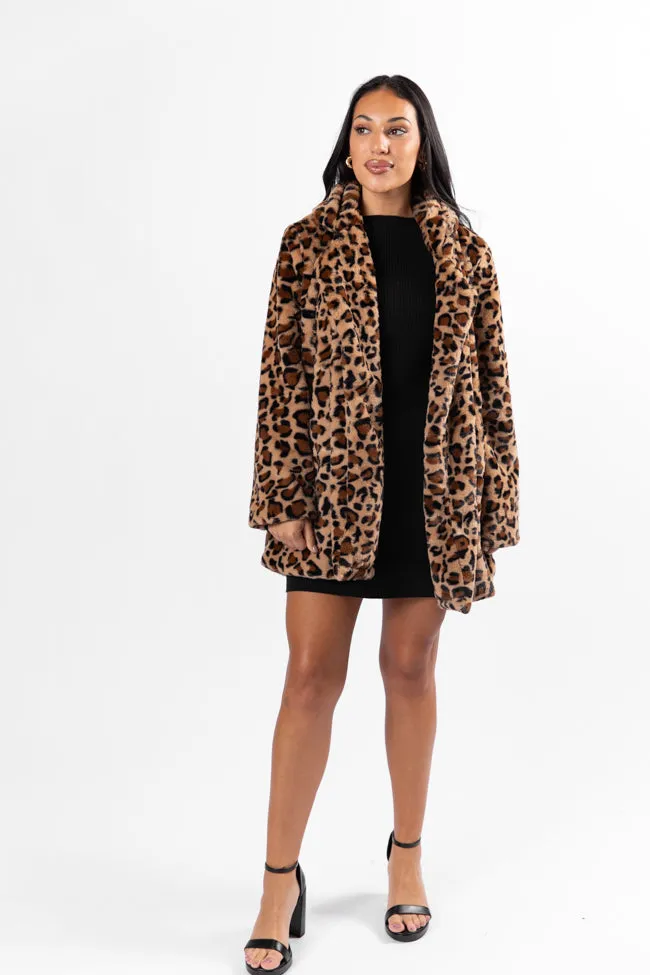 I Won't Give Up Brown Leopard Fur Coat SALE