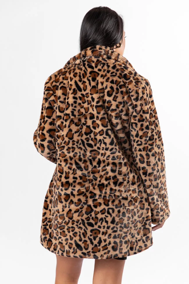 I Won't Give Up Brown Leopard Fur Coat SALE