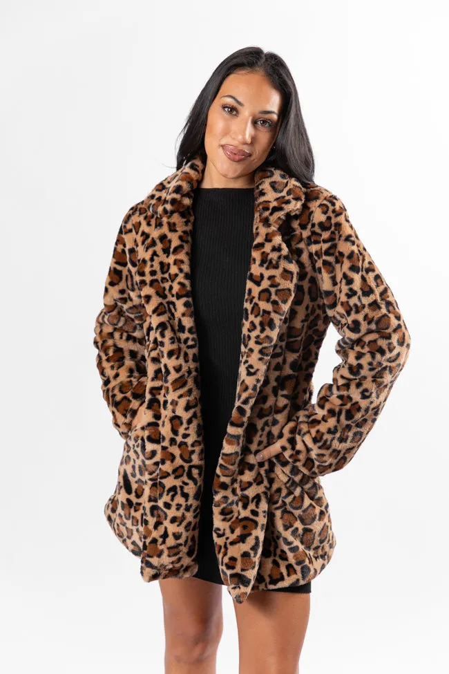 I Won't Give Up Brown Leopard Fur Coat SALE