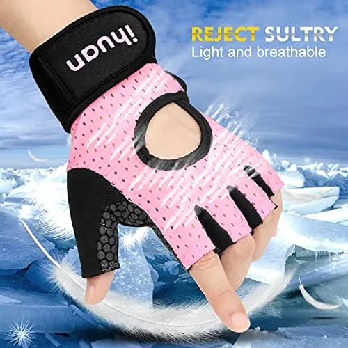 ihuan Breathable Weight Lifting Gloves: Workout Gloves for Men and Women Gym Gloves with Wrist Support | Enhance Palm Protection | Extra Grip for Fitness | Lifting | Training | Rowing | Pull-ups……