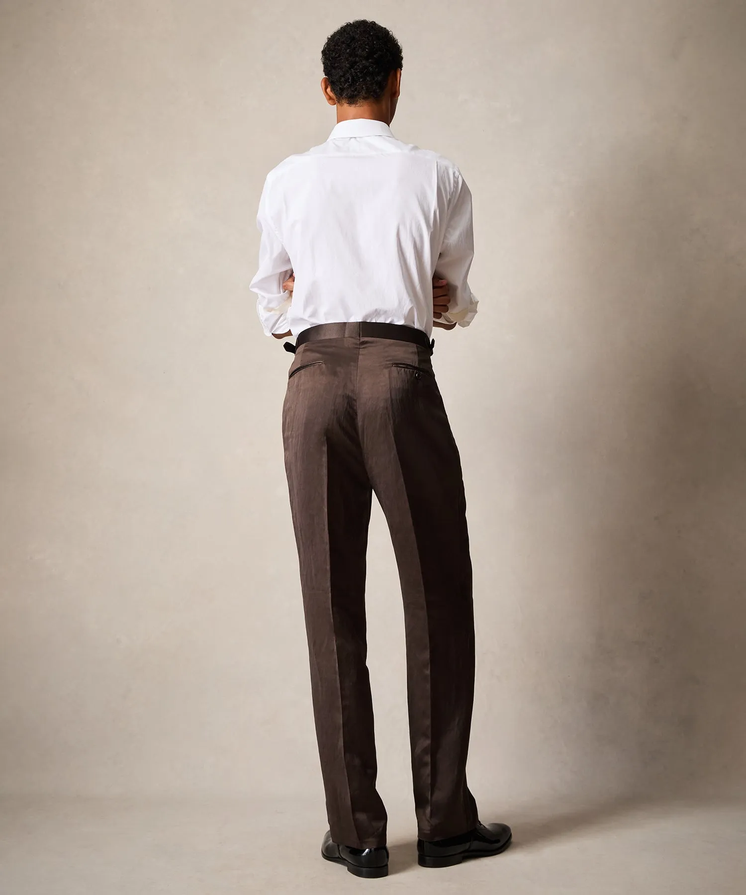 Italian Relaxed Tuxedo Trouser in Brown