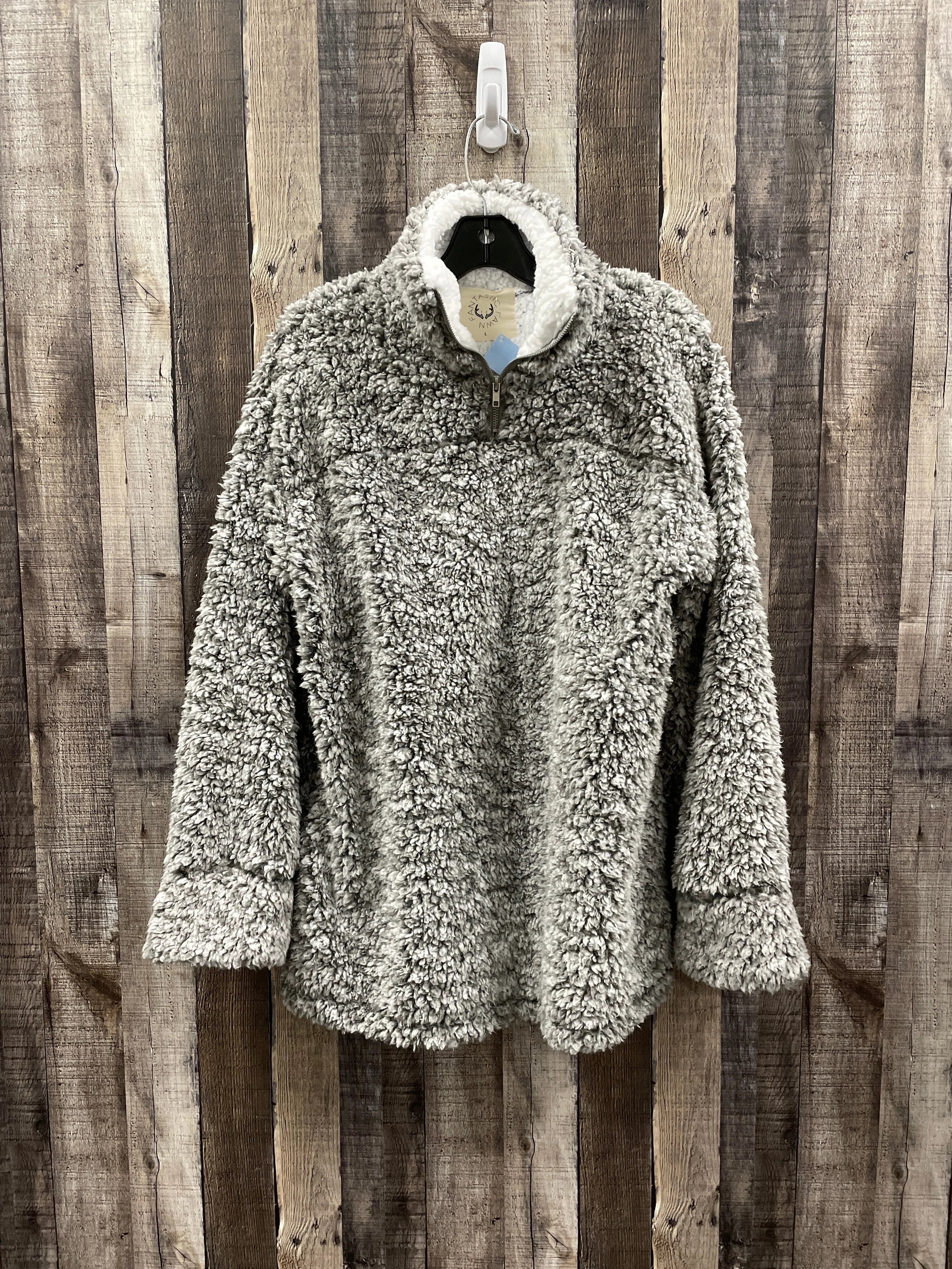 Jacket Faux Fur & Sherpa By Fantastic Fawn In Grey, Size: L