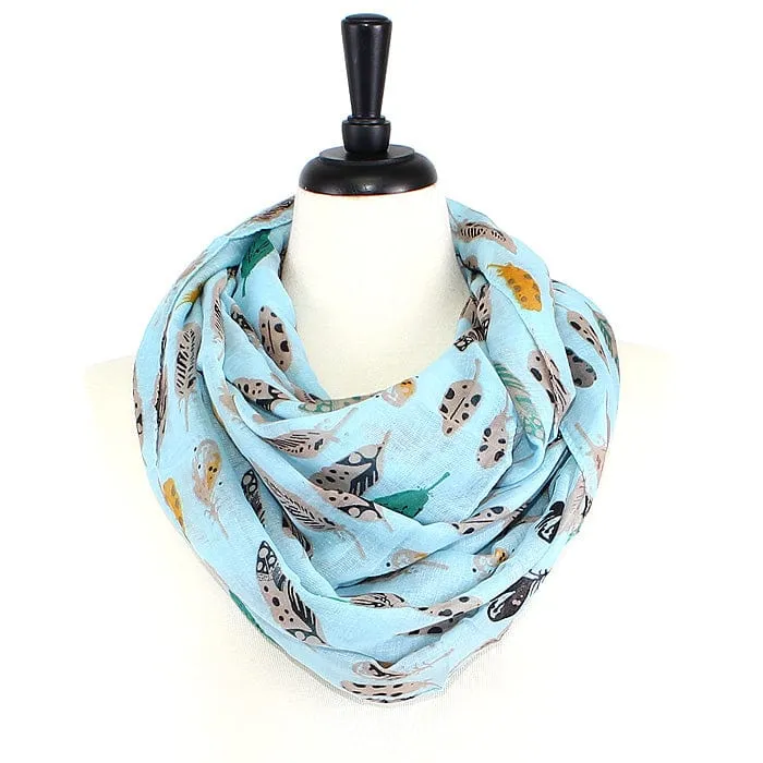 JZ-9-BL Feather Print Infinity Scarf