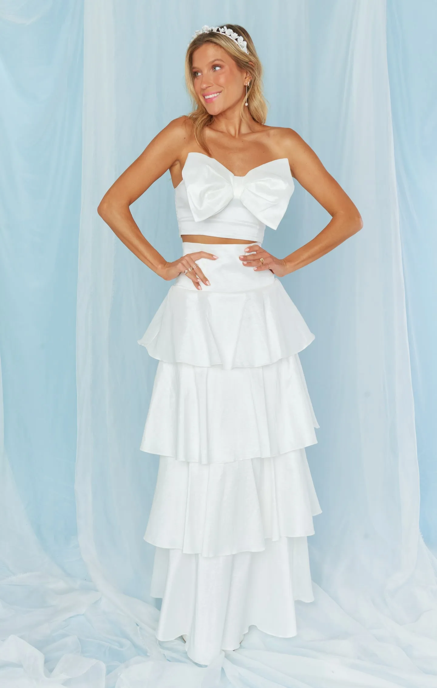 Katrina Swing Skirt ~ White Taffeta