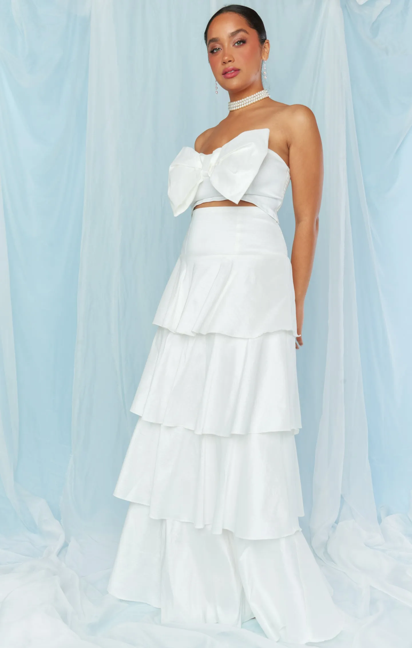 Katrina Swing Skirt ~ White Taffeta