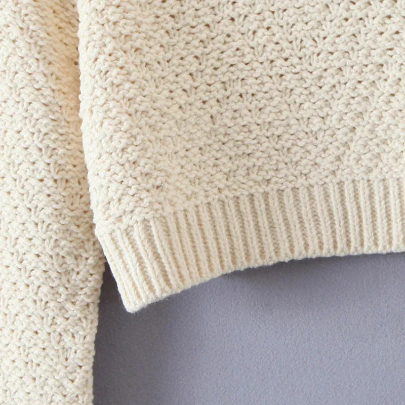 Knitted Turtleneck Long Sleeve Pullover Crop Top Sweaters