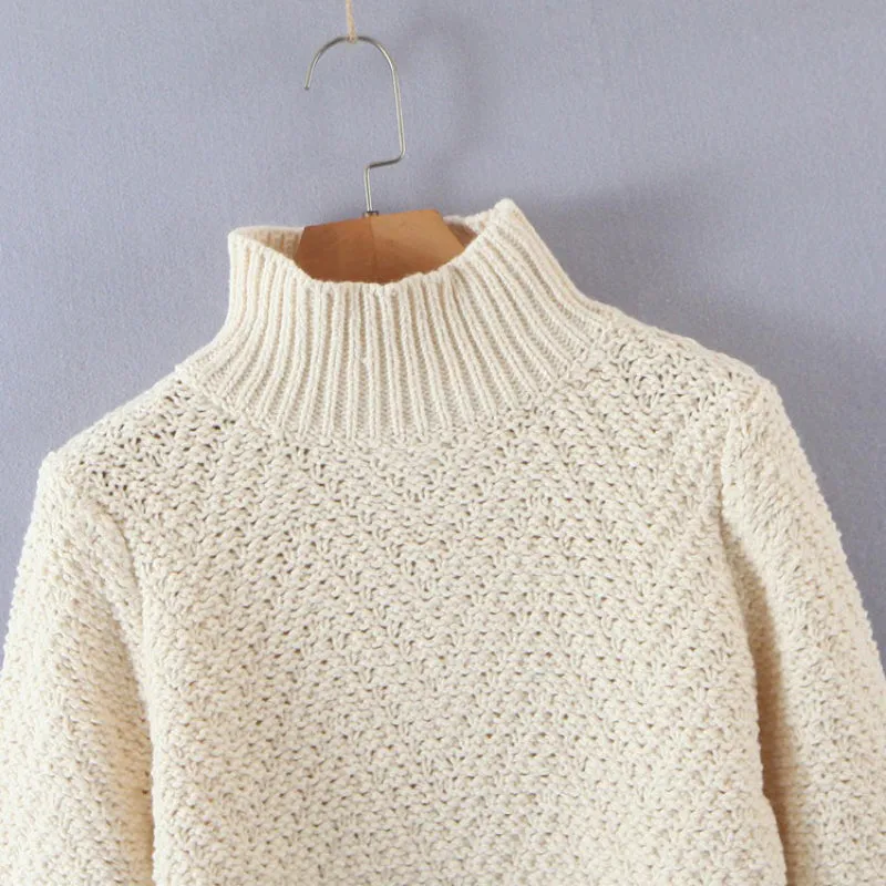 Knitted Turtleneck Long Sleeve Pullover Crop Top Sweaters