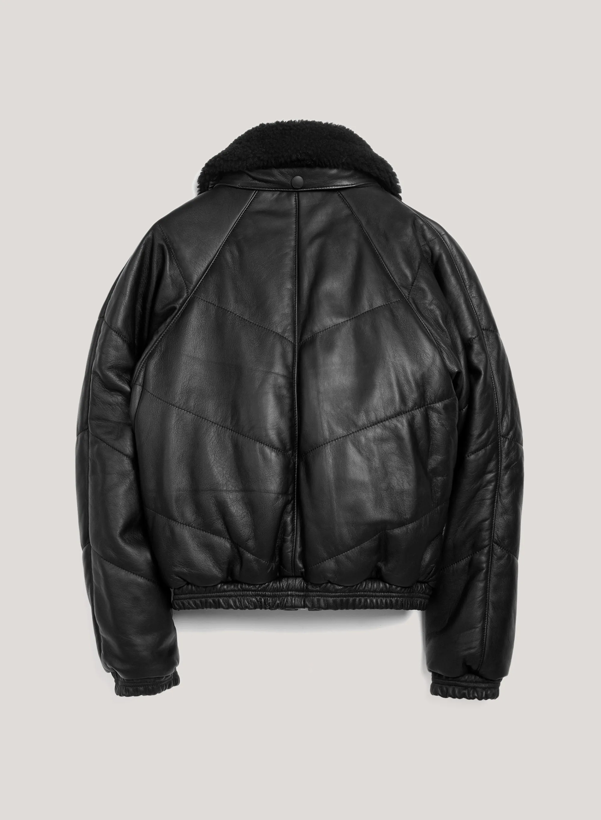 Kool Herc Wadded Leather Jacket in Black