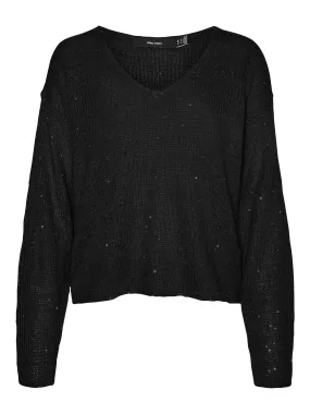 Leilani V-Neck Jumper - Black/Silver