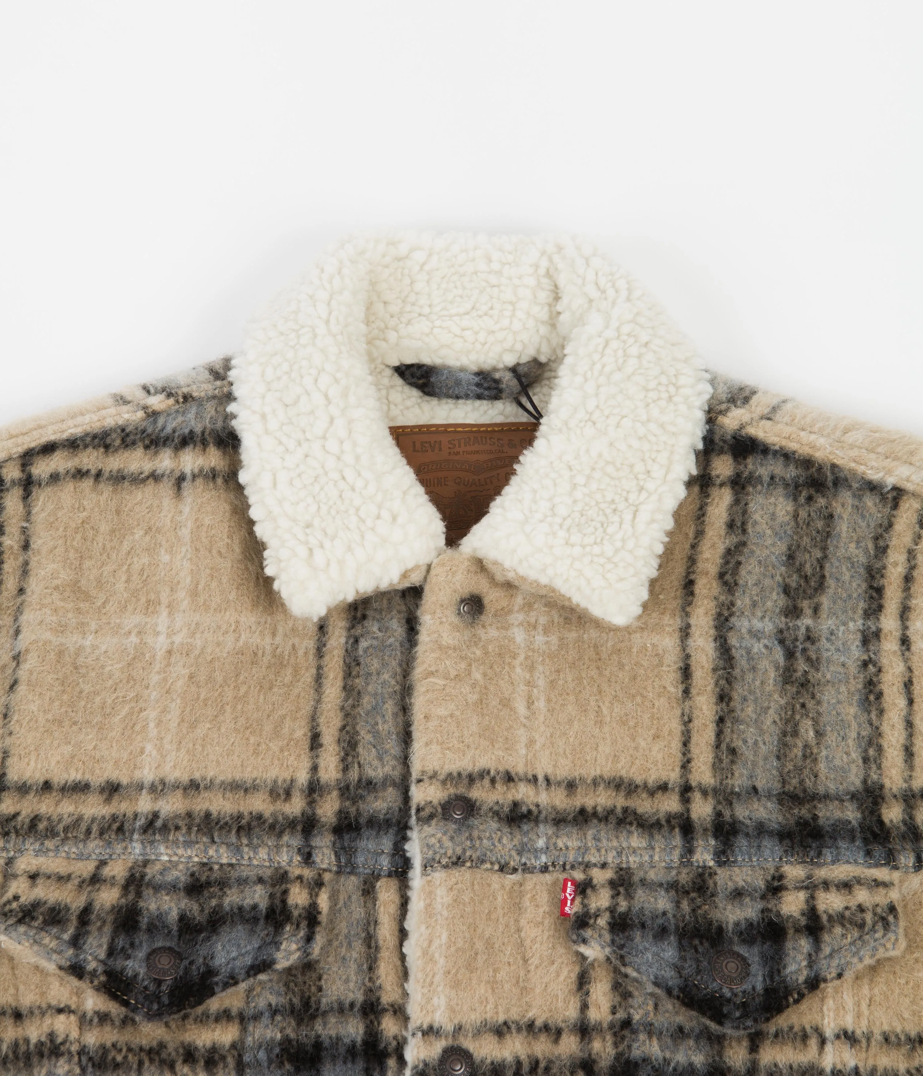 Levi's® Red Tab™ Vintage Fit Sherpa Trucker Jacket - Camel Blue Plaid