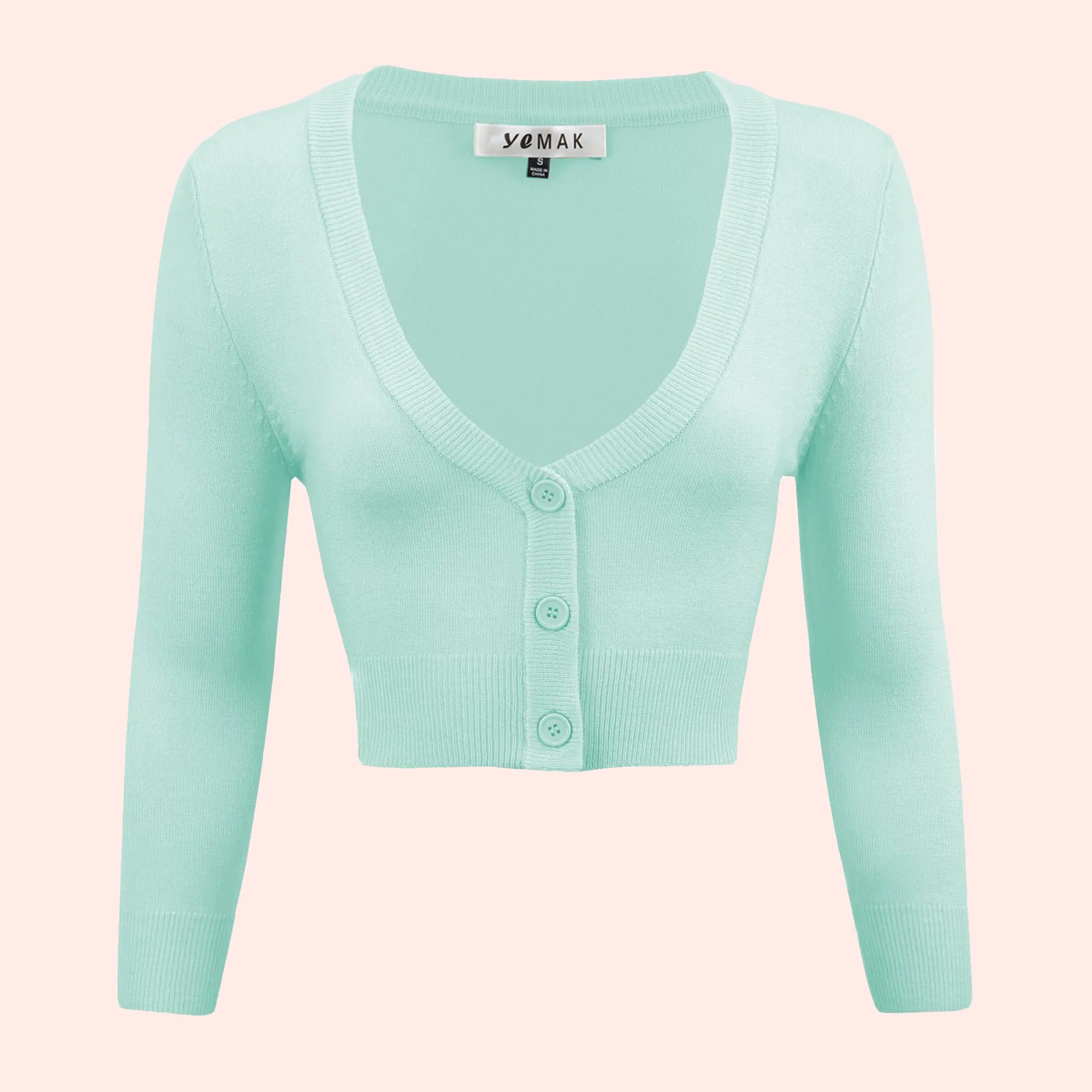 Lilith 3/4 Sleeve Crop Cardigan in 38 Colors (1-19)