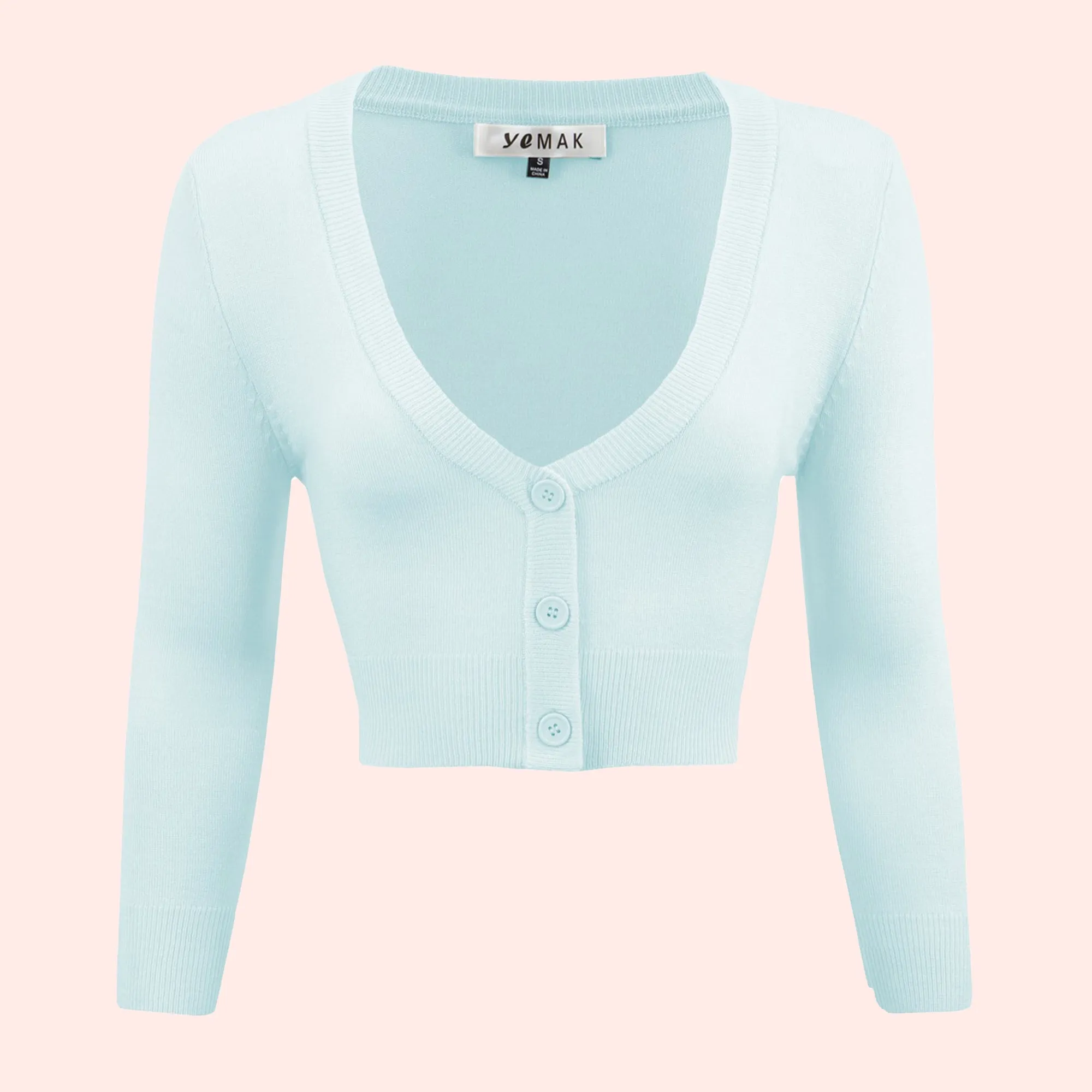 Lilith 3/4 Sleeve Crop Cardigan in 38 Colors (1-19)