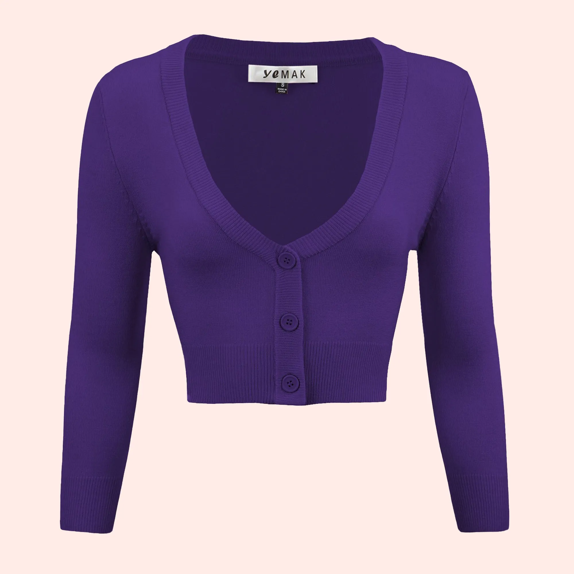 Lilith 3/4 Sleeve Crop Cardigan in 38 Colors (1-19)