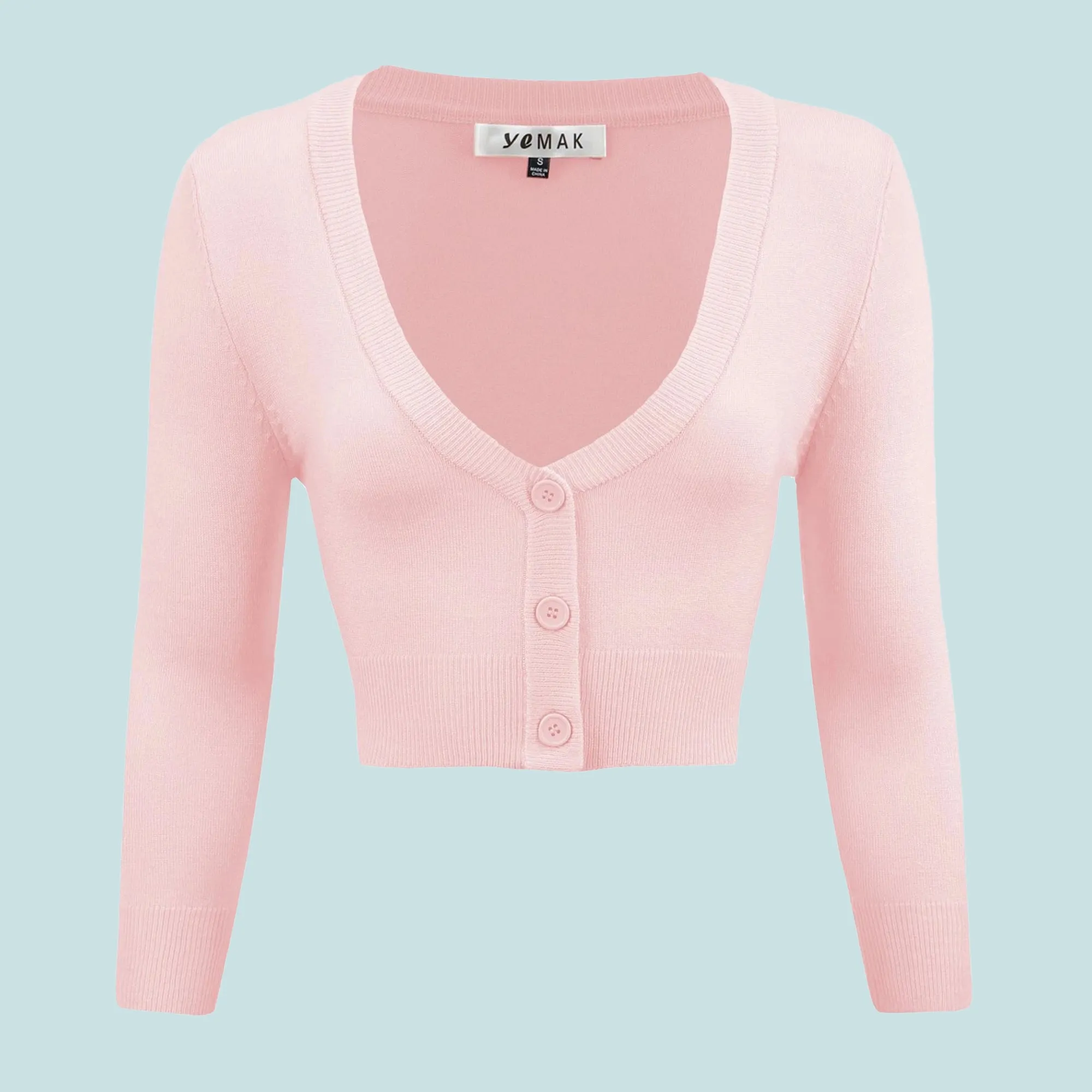 Lilith 3/4 Sleeve Crop Cardigan in 38 Colors (1-19)