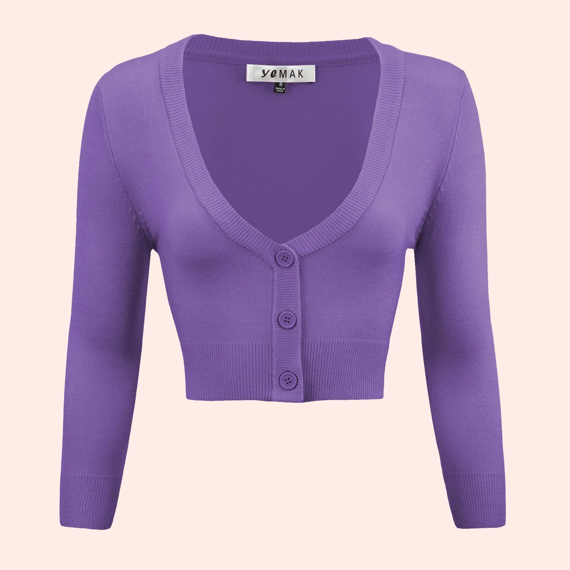 Lilith 3/4 Sleeve Crop Cardigan in 38 Colors (1-19)