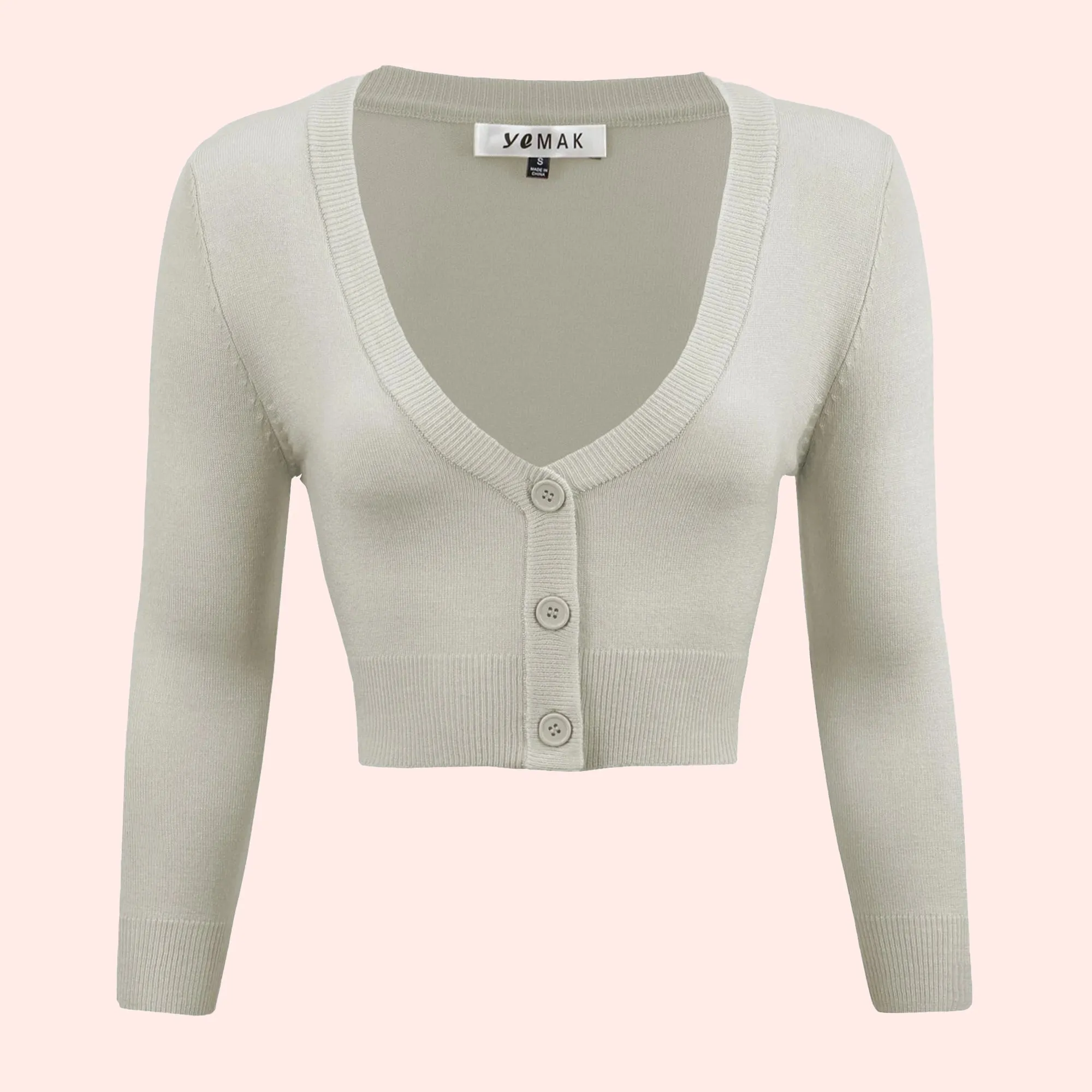 Lilith 3/4 Sleeve Crop Cardigan in 38 Colors (1-19)