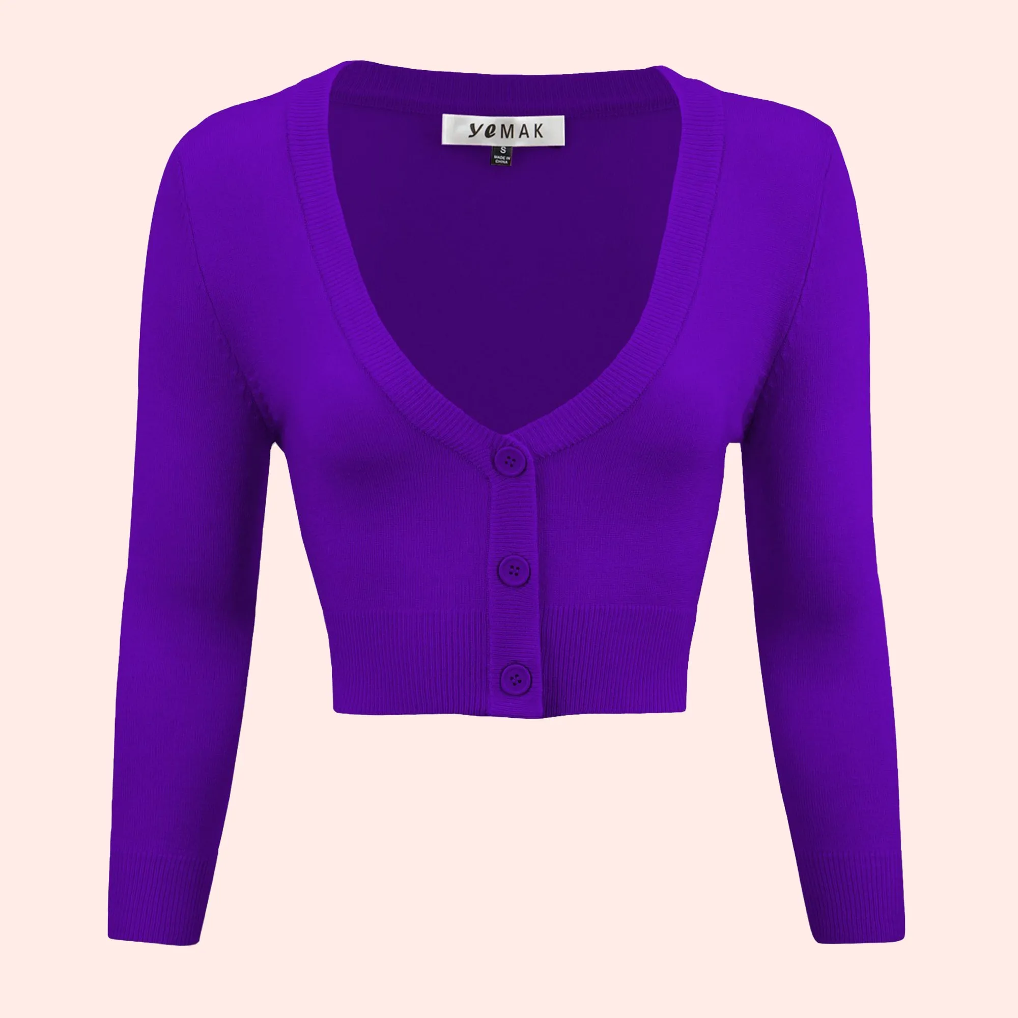 Lilith 3/4 Sleeve Crop Cardigan in 38 Colors (20-38)